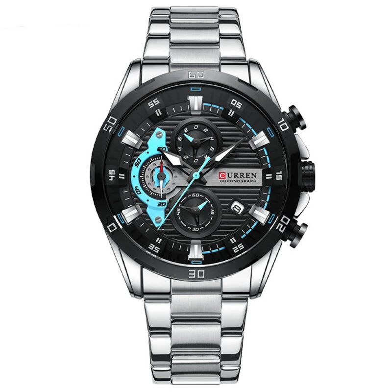 CURREN Fashion Men Stainless Steel Strap Quartz Watch Multi-function Chronograph Waterproof Wristwatch Fine Business Casual Men's Watches (image for) CURREN Fashion Men Stainless Steel Strap Quartz Watch Multi-function Chronograph Waterproof Wristwatch Fine Business Casual Men's Watches